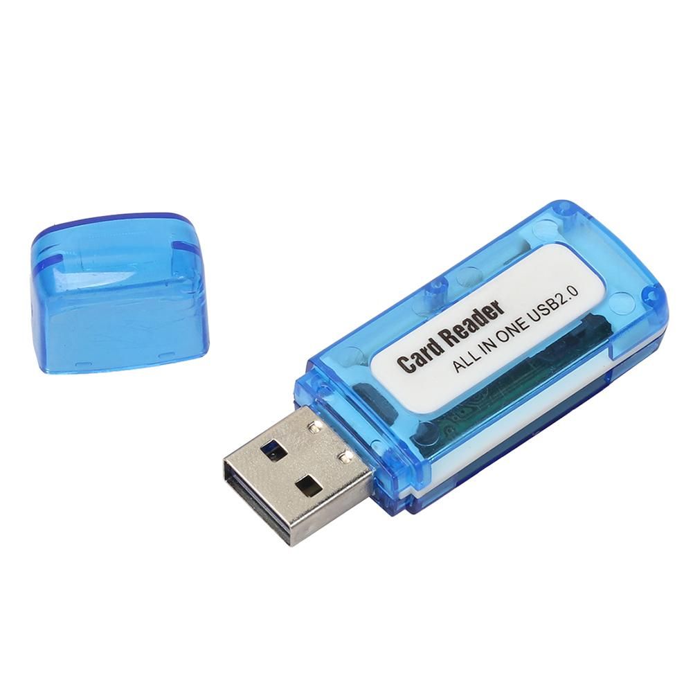1Pc USB 2.0 4 in 1 Memory Multi Card Reader for M2 SD-Blue