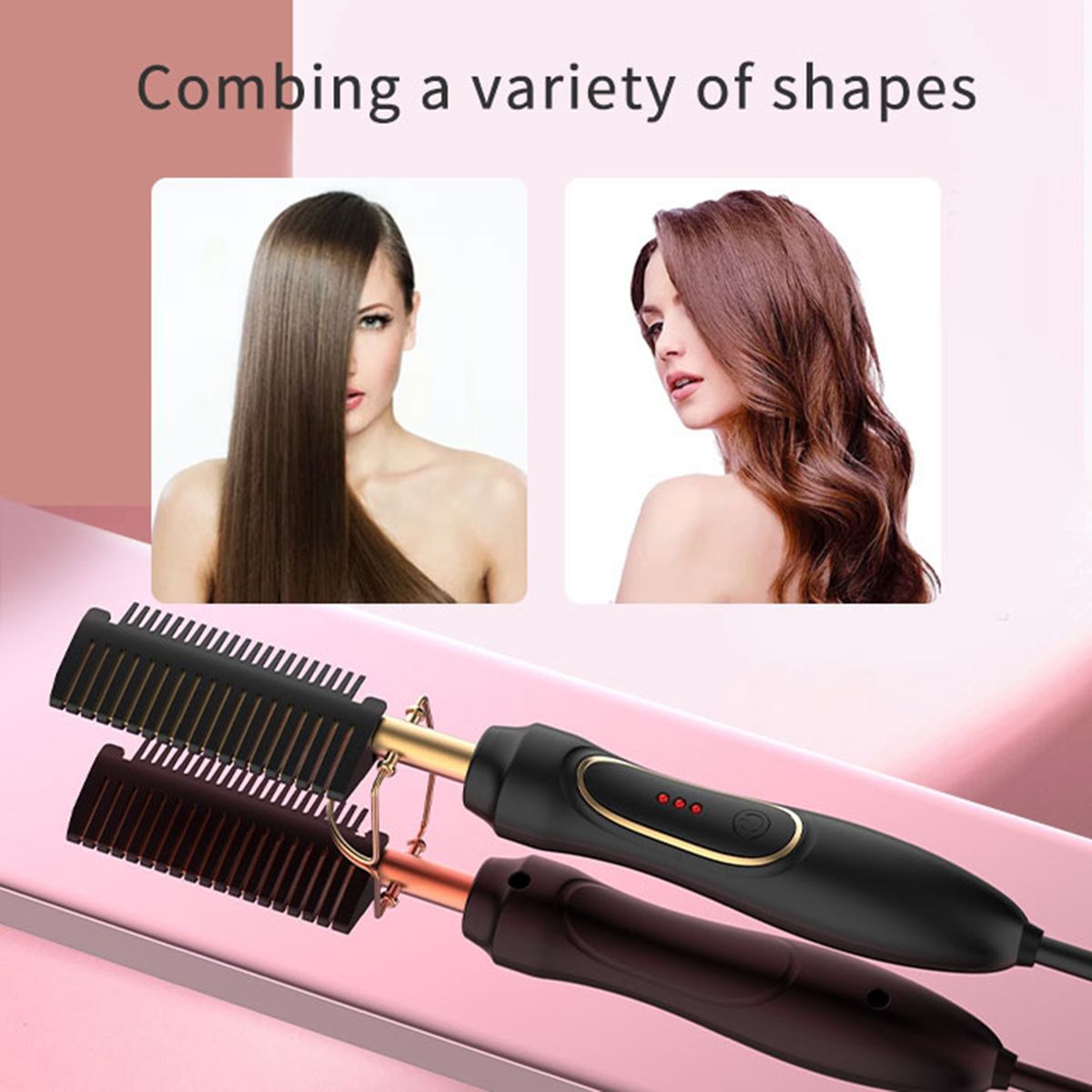 Electric Hot  Comb Hair Curling  Straightener Black