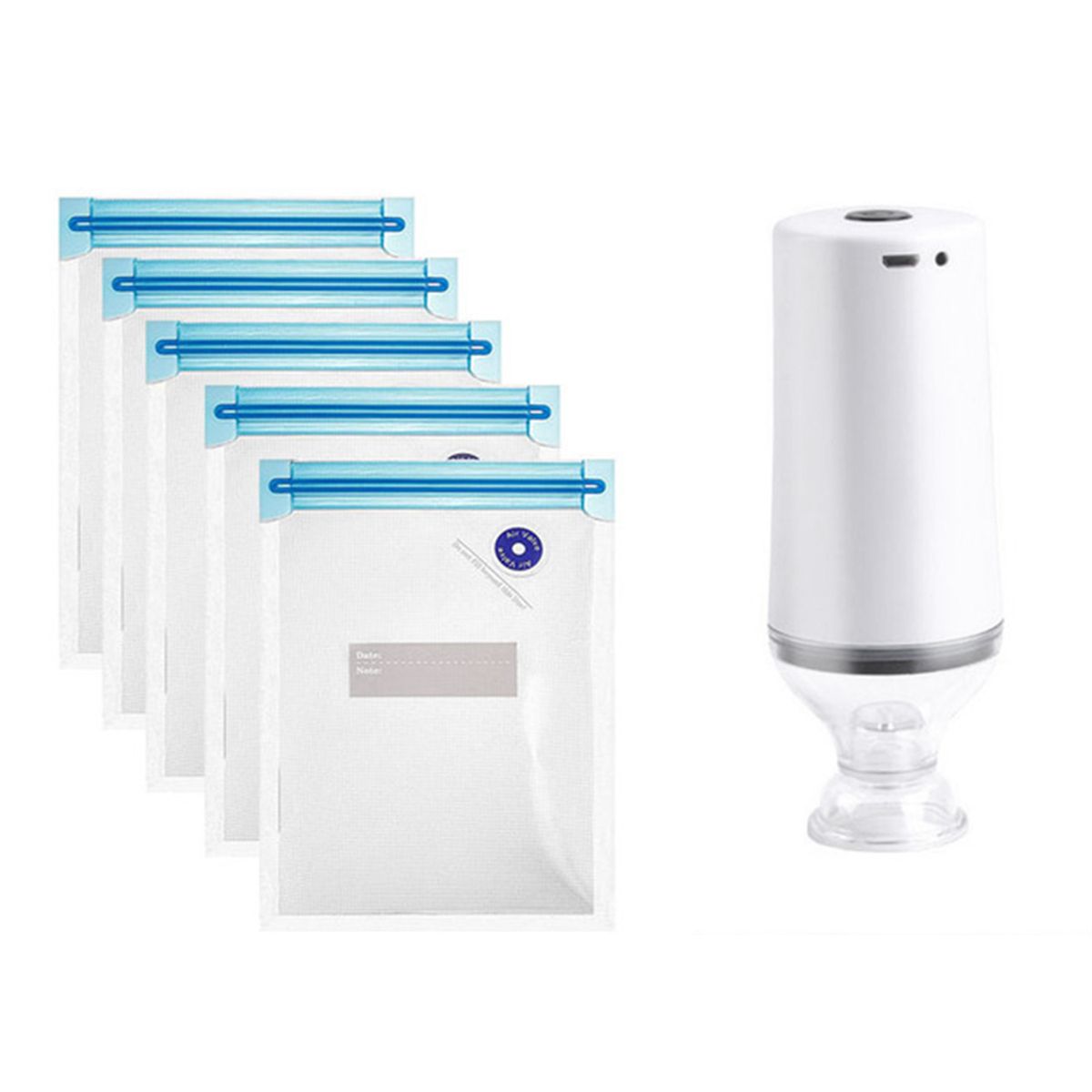 Reusable Vacuum Food Storage Zipper Bags Set Electric Handheld Vacuum Pump15Pcs 21 X 22 Cm Bags