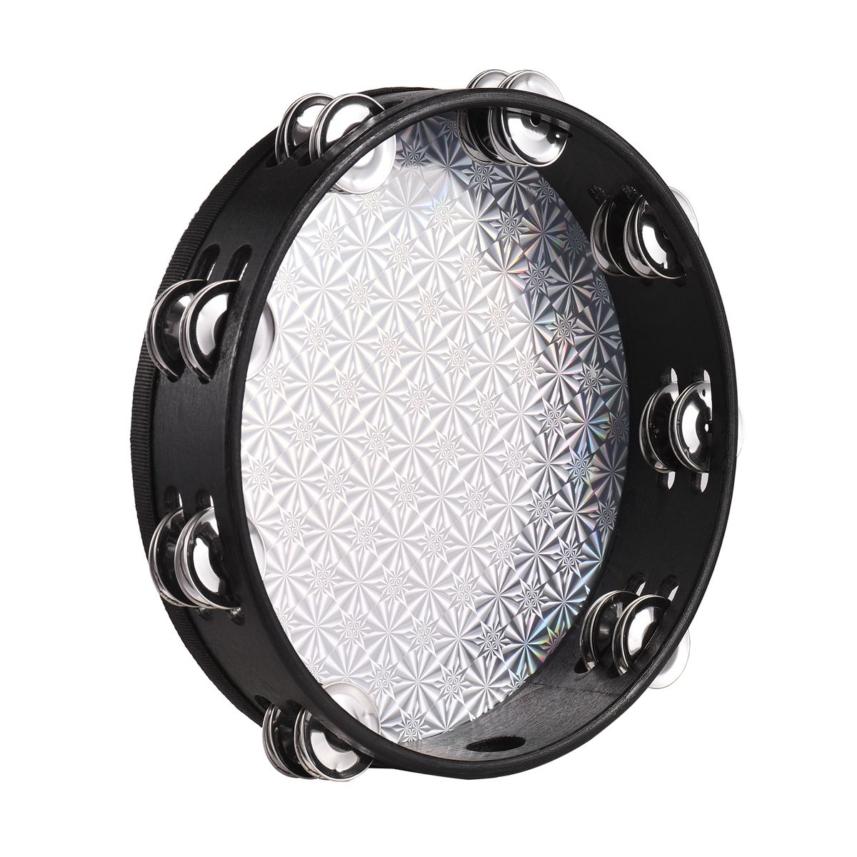 8-Inch Wooden Radiant Tambourine Handbell Hand Drum With