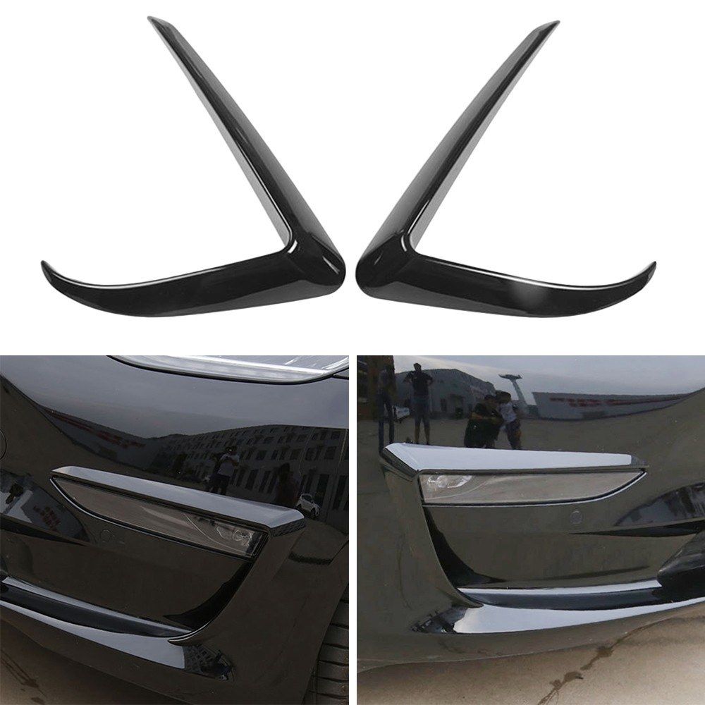 2Pcs Black Front Foglight Eyebrow Eyelids Cover Trim Fit For