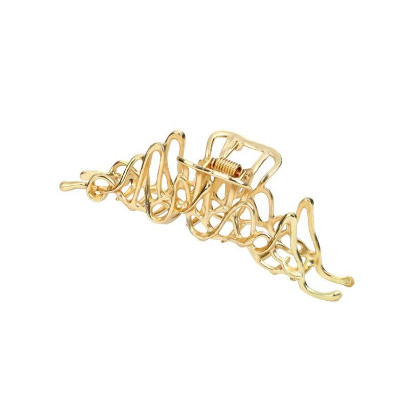 High-end sense of the back of the head large grab clip hairpin women's summer irregular liquid metal shark hairpin temperament headdress Gold