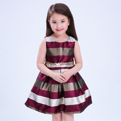 Stripped Sleeveless Party Dress For Girls
