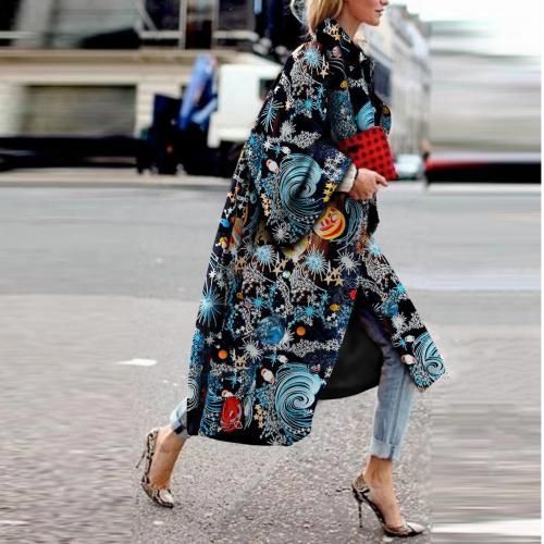 Starry Sky Print Double-sided Woolen Padded Coat