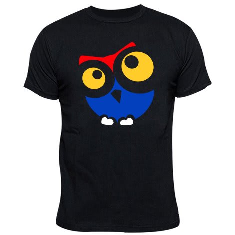 Owly Print T-shirt - Black