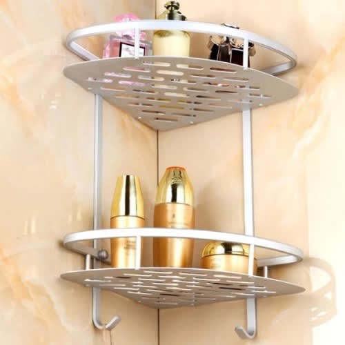 2 Layers Aluminum Bathroom Corner Shelf