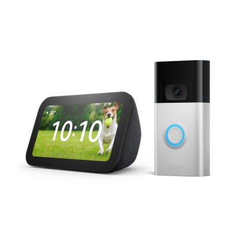 Ring Video Doorbell (Satin Nickel) Bundle With Echo Show 5