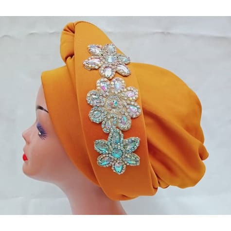 Evangeline Studded Turban Cap - Light Brown