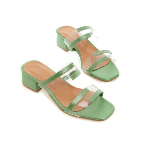 Transparent Edge Tape Slippers-Green