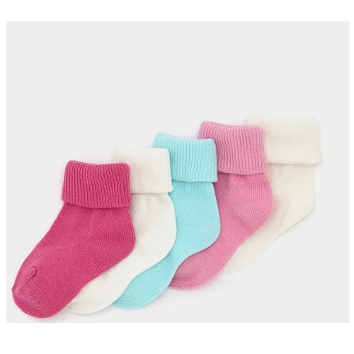 Baby Girls' 5-Pack Fold Over Socks