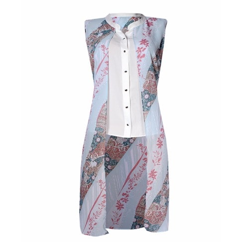 Double Sleeveless Tail Dress Shirt - Pale Blue