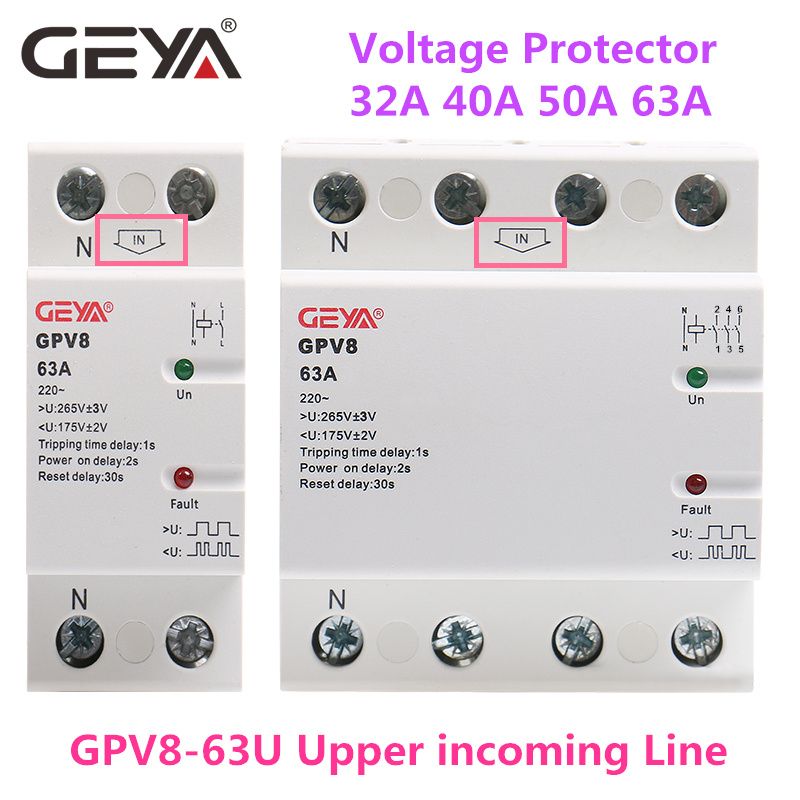 GEYA GPV8-63U Din Rail Automatic Voltage Protector 220VAC
