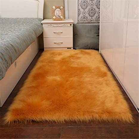 Gold Super Soft Faux Fur Rug