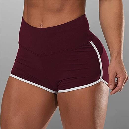 Women Gym High Waist Elastic Workout Short Stretch Yoga Red