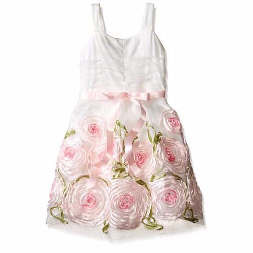 Emerald Sundae Girls' Soutache Flower Border Party Dress