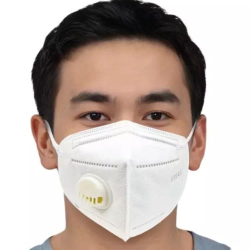 Kn95 Protective Face Mask With Valve - White - 5 Pcs