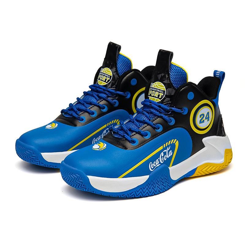 Boys basketball shoes leather waterproof basketball shoes Blue