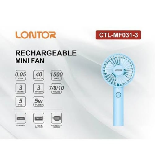 3" Rechargeable Mini Fan Ctl-mf031-3