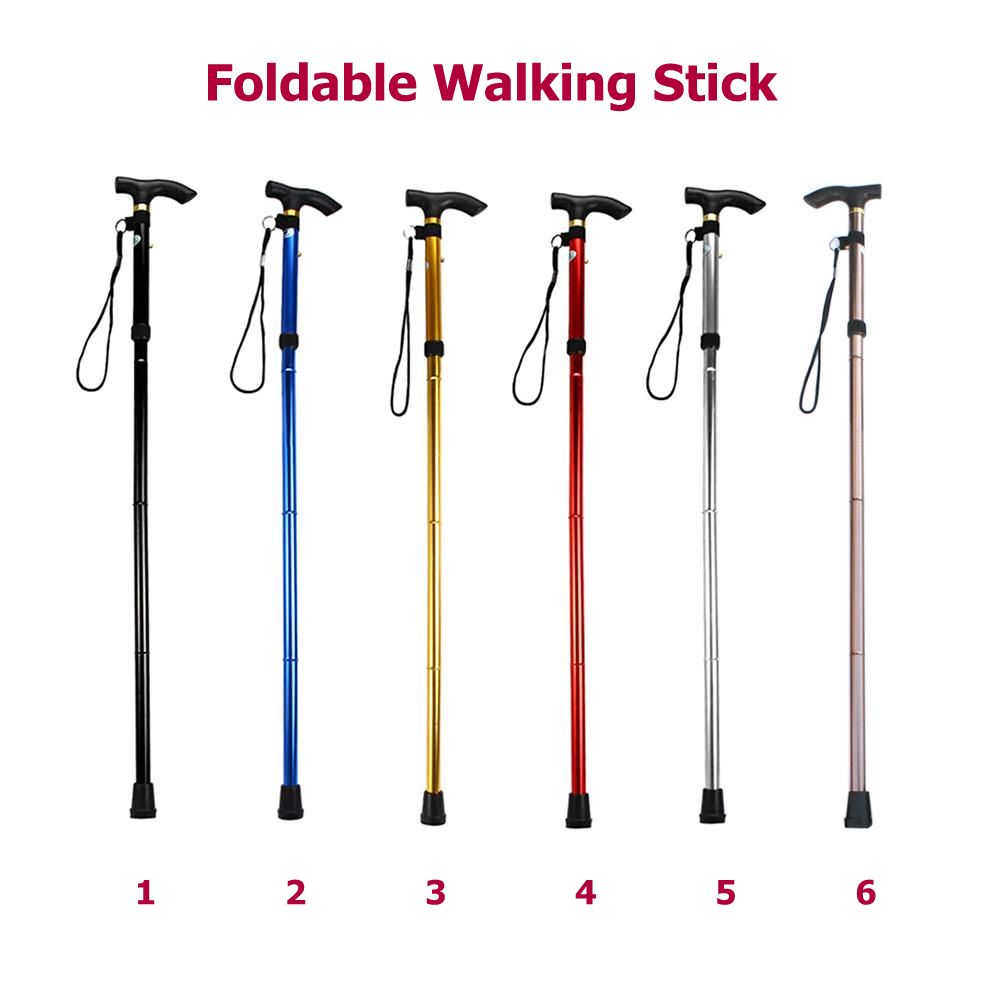 Folding Cane Foldable Adjustable Lightweight Aluminum Hiking Pole Walking Cane Collapsible Walking Stick With Ergonomic Derby Handle Ideal Daily Living Aid For Limited Mobility (Multicolor)
