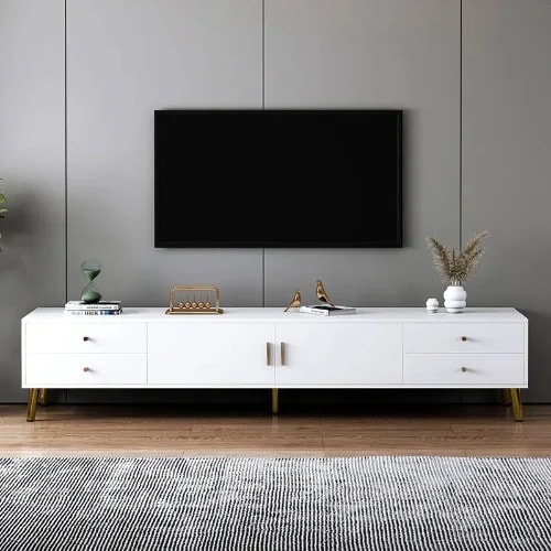 Contemporary TV Console - White And Gold