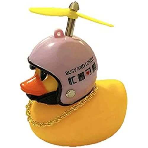 Car Dashboard Ornament Yellow Duck With Propeller Helmet