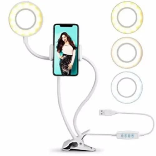 Selfie Ring Light With Cell Phone Holder Stand - White