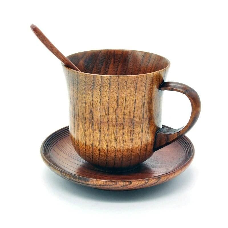 3Pcs/Set Wooden Cup Saucer Spoon Set Coffee Tea Tools Accessories