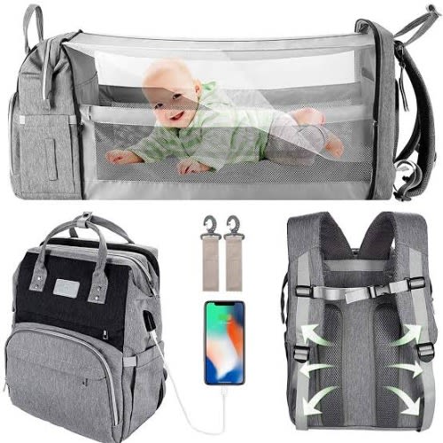 7 In 1 Mobile Baby Bed And Diaper Bag With Mosquito Net And Sun Protector