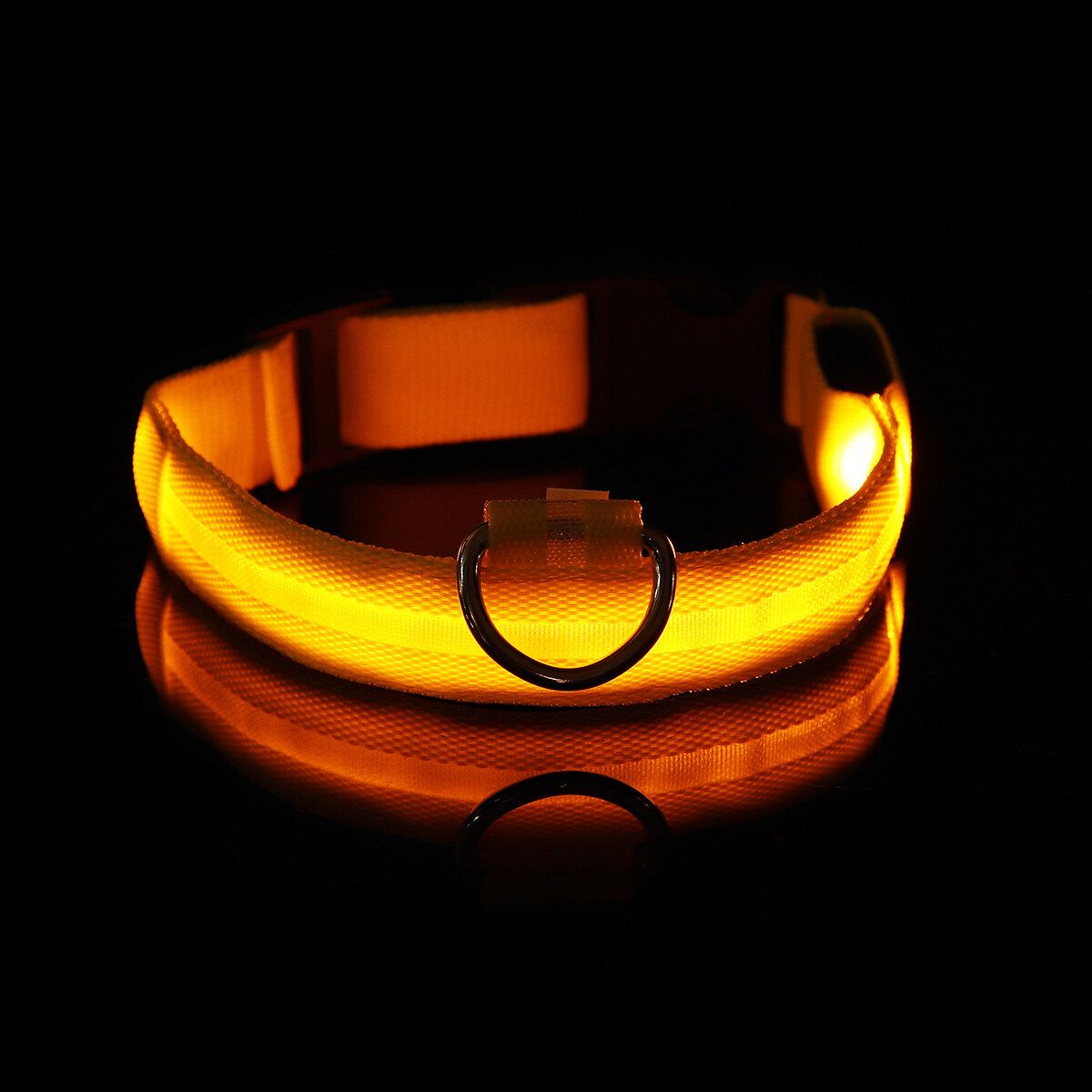 Adjustable LED Dog Pet Light Up Collar Bright Flashing Necklace Strap Safety Yellow