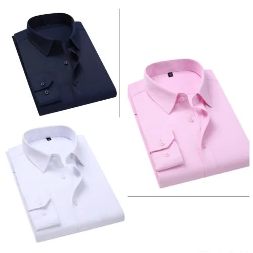 3 Set Of Corporate Long Sleeve Shirt - White, Pink, Navy Blue