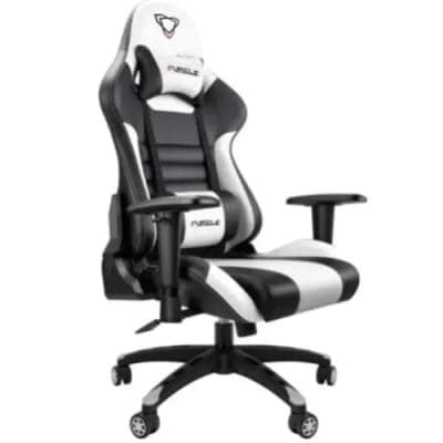 Ergonomic Gaming Chair With Footrest - Black & White