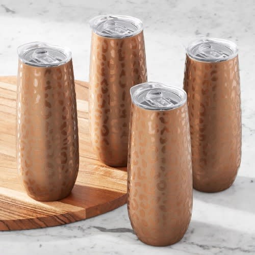 Stainless Steel Insulated Flute Tumblers With Lids - 4 Pack - 14oz.