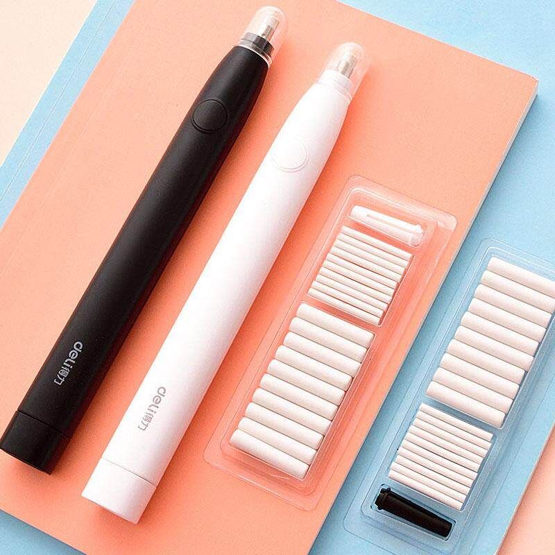 Electric Eraser Kit Automatic School Supplies Drawing Stationery With 20 Refills White