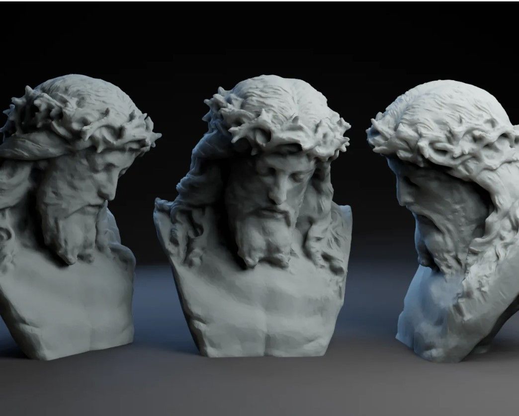 Head Of Christ By Jean Baptiste Clesinger - White