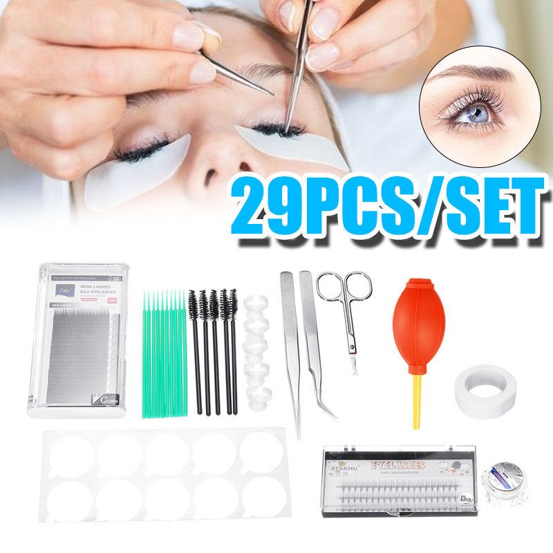 29Pcs False Eyelash Eye Lashes Extension Holder Planting Grafting Tray Tool