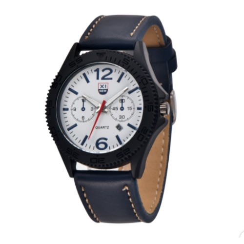 Business Men Leather Wristwatch - Blue