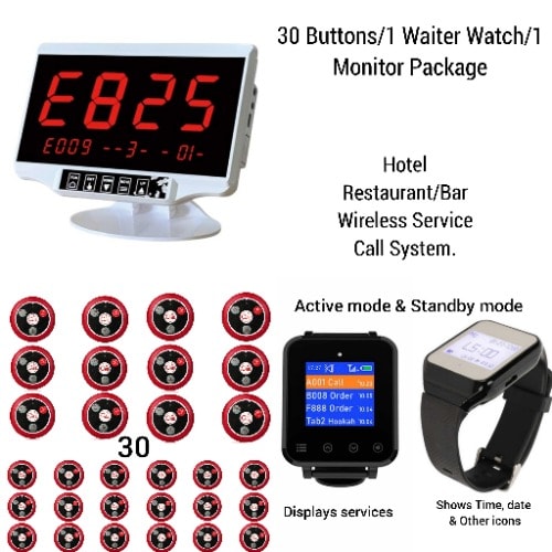 Wireless Call System 30 Buttons - 1Watch - 1 Monitor Pack