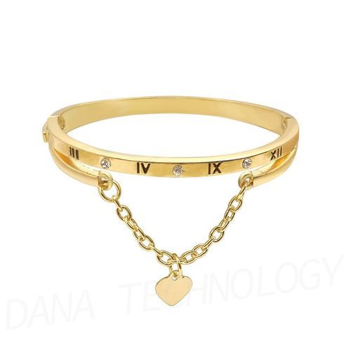 B007 Fashion Love Heart Bracelet With Diamonds-Gold-like