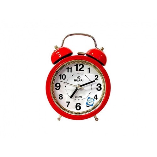 Twin Bell Quartz Analog Alarm Clock - Red