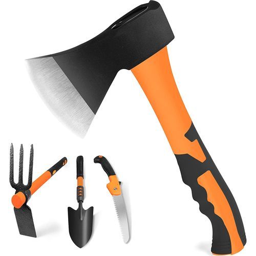 4 Piece Garden Tool Set A Hand Trowel, Transplanter, Hoe And