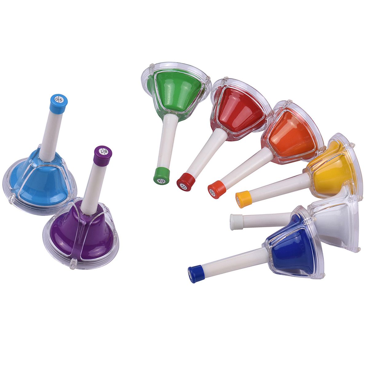 8 Note Diatonic Metal Bell Colorful Handbell Hand Percussion