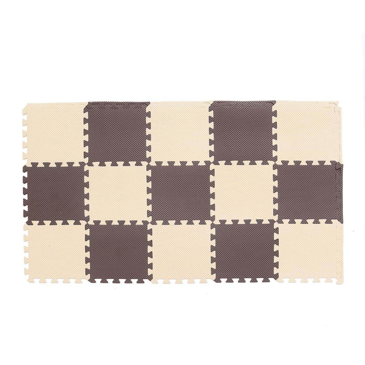10PCS Exercise Mat Camping Gym EVA Foam Baby Play Floor Tile Puzzle Pads 30X30CM Brown