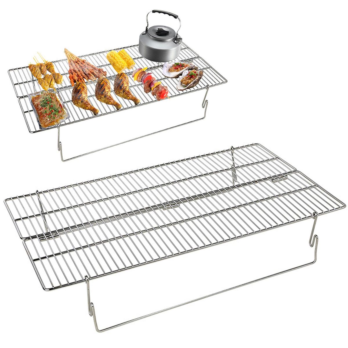 Grill Rack Folding Stove Grill Support Holder Heating Bracket with Supporting Plate