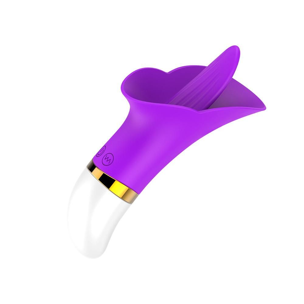 12-frequency tongue vibrator silicone honey tongue and mouth love vibrating massager female masturbation tongue licking to stimulate the clitoris Purple battery