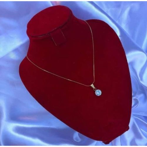 Non Tarnish Tiny Gold Chain & Shinny Stone Pendant