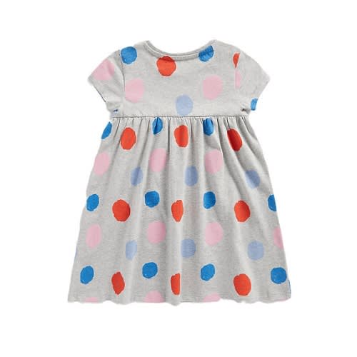 Girls Short Sleeves Casual Dress Grey 3-4 Years