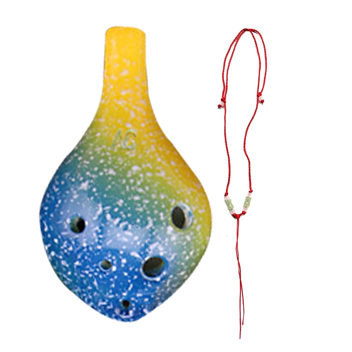 6 Holes Ceramic Ocarina Alto C Simple Starry Style Musical Instrument with Lanyard Music Score for Music Lover and Learner