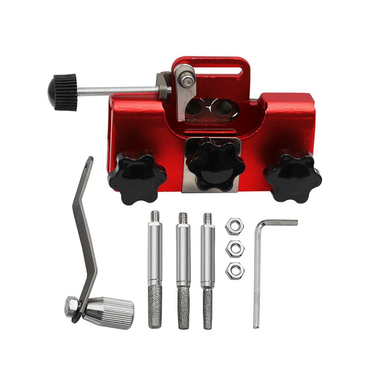 Bracelet Grinder Portable Hand-Cranked Chain Grinder Set Chain Clamp Sharpener Chain Grinder Quick Grinding Tool Red