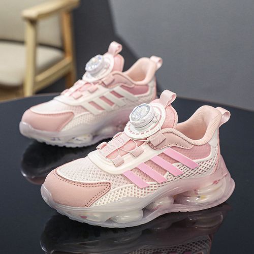 Light Noctilucent Shoes For Girls Rotating Buckle Kids Sneakers Pink
