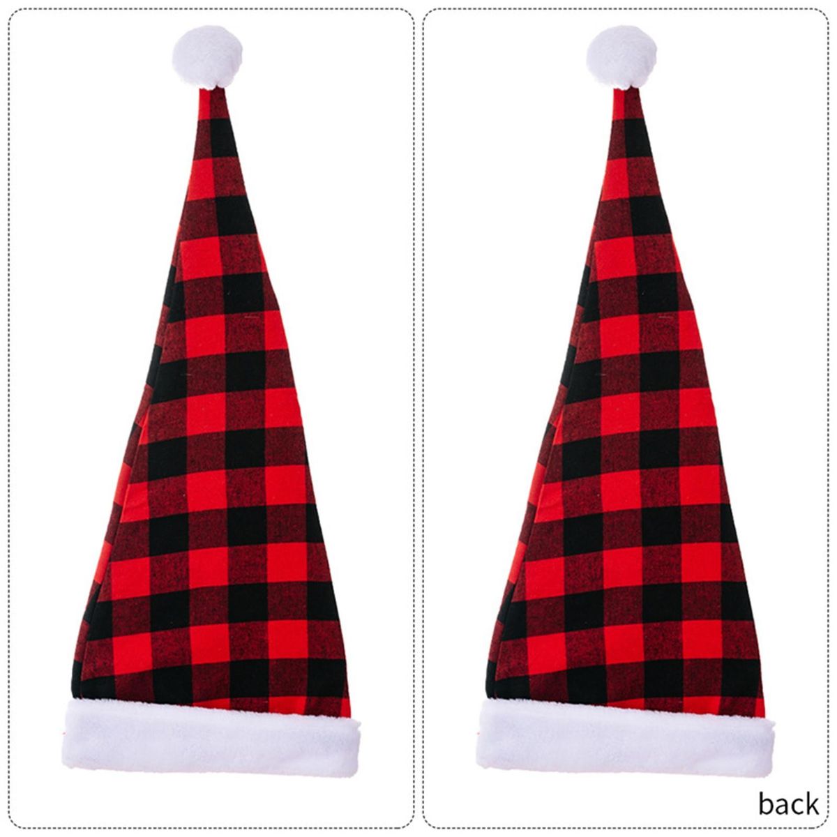 Plaid Christmas Hat Color Block Thermal Christmas Hat B